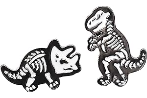ROFARSO Dinosaur Skeleton Enamel Lapel Pin Set Cute Animal Pin, Accessory for Backpacks Clothing Bags Hats Shirts (2pics pin set)