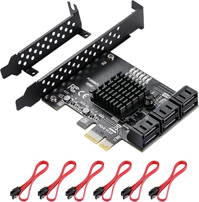 MZHOU PCIe SATA Expansion Card 6 Ports ASM1166 6Gbps Low Profile