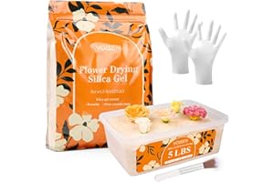 VOISEN Silica Gel Flower Drying,5LBS Flower Drying Silica Gel Crystals,Color Indicating Flower Preservation Kit Contains Flowers Desiccant, Brush, Gloves, Plastic Box