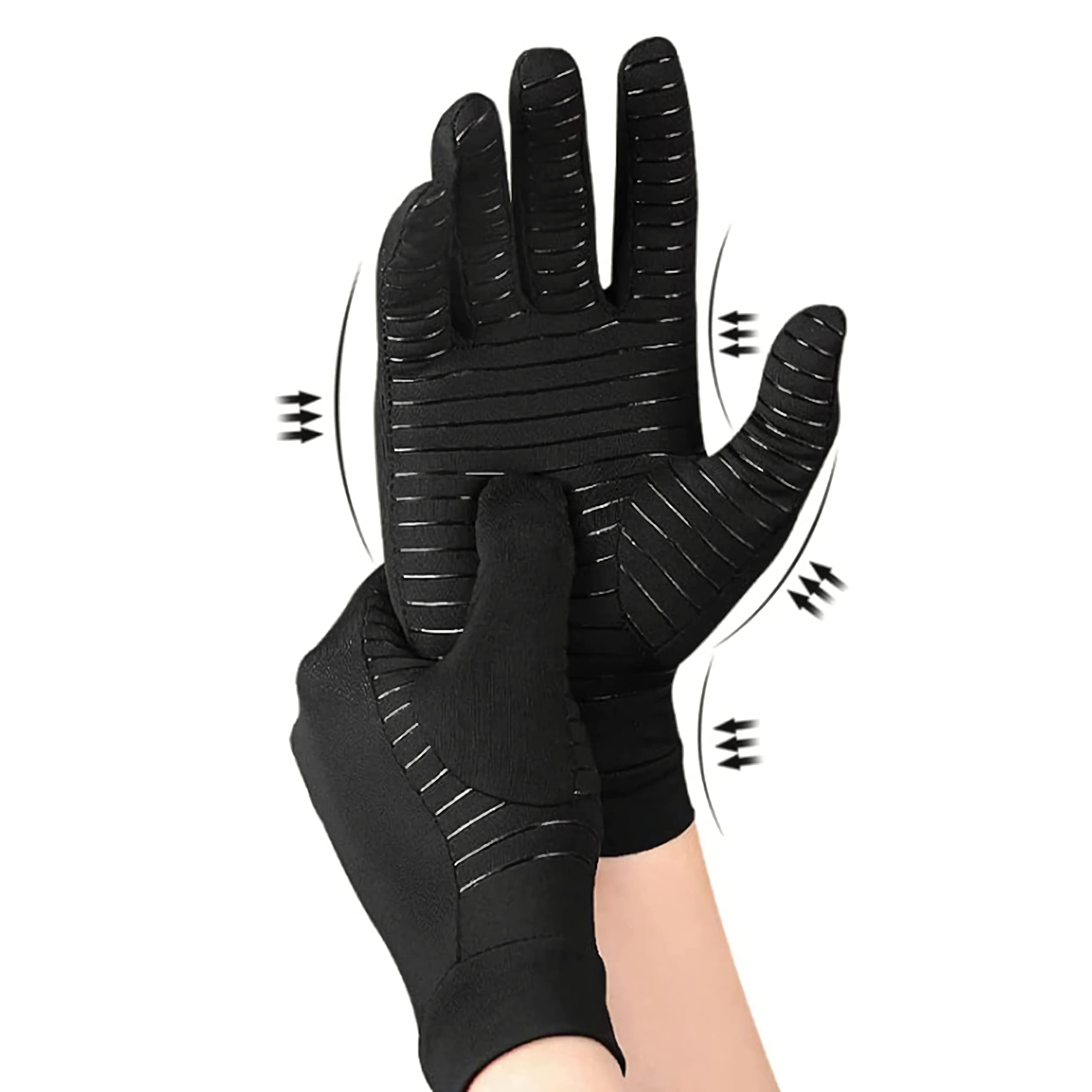 Muross 2 Pairs Arthritis Compression Gloves for Women and Men Full Finger Gloves with Pressure, Pain Relief and Healing for Arthritis, Carpal Tunnel,Black(M)