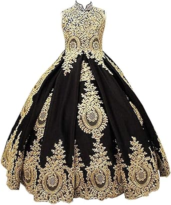 black and gold flower girl dresses