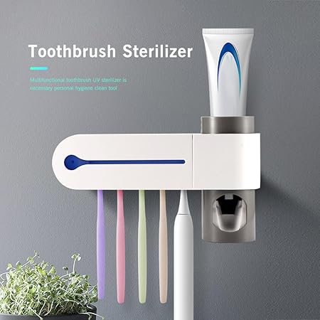 ONEVER Zahnbürsten-Halter Zahnbürste-Sterilisator Antibakterielle UV-Wandhalterung für Automatische Zahnbürste für Badezimmer
