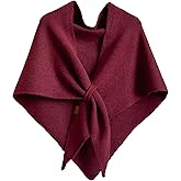 Women’s Triangle Shawl Scarf, Wraps Cardigan Cape Wool Cashmere Shoulder Top Sweater Scarf(Crimson)