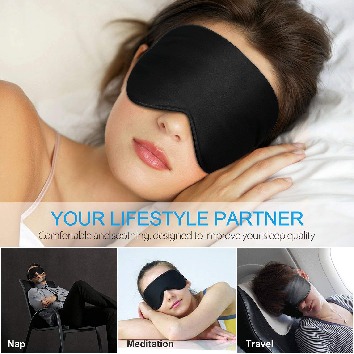 Maschera Per Dormire In Seta SupreGear - Copriocchi Morbido Per Viaggi, Yoga E Sonno, Confezione Singola - Foto 6