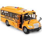 Yellow School Bus Toys for Toddlers 4 Different Flashing Lights &amp; Sound | Back And Side Doors Open Friction-Powered Wheels Light Up Toy Buses Birthday Gift 3 4 Year Old And Up Girl Boy Toys