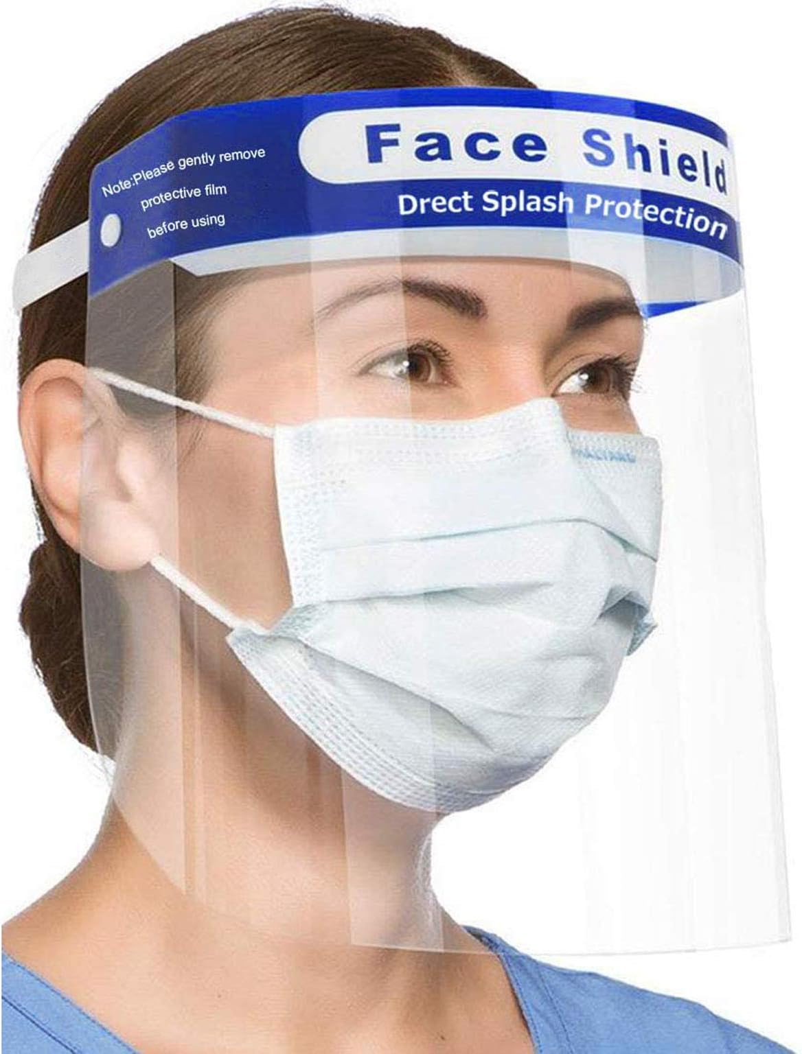 2 Pack Safety Face Shield, All-Round Protection Cap with Clear Wide Visor Spitting Anti-Fog Lens, Lightweight Transparent Shield with Adjustable Elastic Band for Men Women