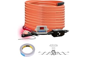 Cupohus Heat Tape for Water Pipes with Digital Display Thermostat 60FT, Freeze Protection Self-Regulating Heat Trace Cable for Metal, Plastic Home Pipes, Roof and RV