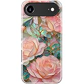 STARVIP for iPhone Air Case Cute - Wireless Charging Compatible - Dual-Layer Hard Shell + Silicone Cover - Aesthetic Protective Trendy Phone Case for iPhone 17 Air - Blooming Pink Rose