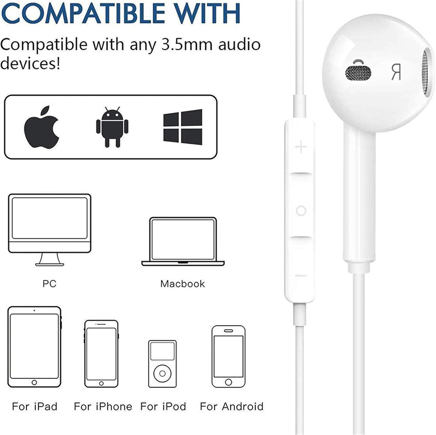 【2 Pack】 for iPhone Earphone with 3.5mm Headphone Plug,Earphones