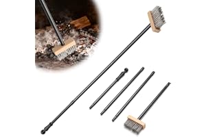 BeBecome 59-Inch Fireplace Brush with Heat-Resistant Iron Bristles, Ergonomic Handle for Easy Ash Cleaning, Ideal for Indoor, Outdoor, and Camping Use