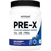 Nutricost Pre-X Xtreme Pre-Workout Complex Powder, Blue Raspberry, 60 Servings, Vegetarian, Non-GMO and Gluten Free