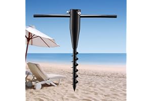 Lcokeiy Beach Umbrella Sand Anchor - Heavy Duty Outdoor Umbrella Holder No Dig Ground Umbrella Base - Sturdy and Reliable 2.3“ Inner Diameter, Black(1 Pack)