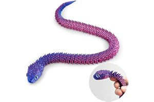 TITIC 3D Printed Snake Animals Toys, Articulated Flexible 3D Printed Viper Fidget Toy, Realistic Slithering Design, Home Office Executive Desk Decor (Laser Purple, 12 in)