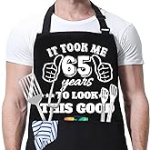 JOUWUI 40th 50th 60th 65th 70th 75th Birthday Gift for Men, Cooking Grilling BBQ Chef Aprons With 3 Pockets, Kitchen Gift