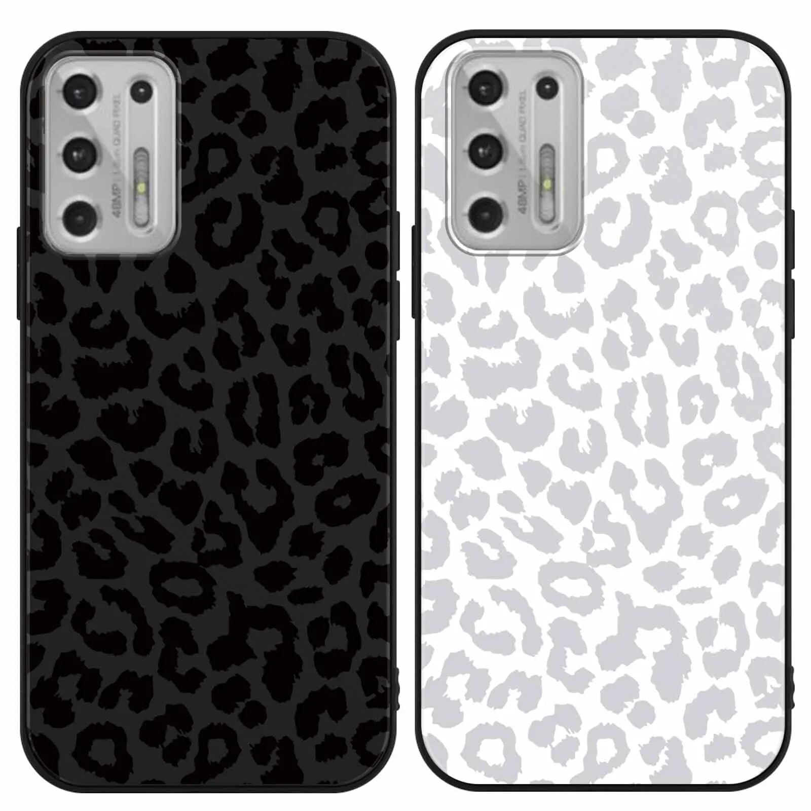RUMDEY 2 Pack Cute Cheetah Print for Motorola Moto G Stylus（2021） 4G 6.8" Phone Case,Luxury Leopard Pattern Design Cases Soft Silicone TPU Shockproof Protective Cover for Women Girls-Black & White