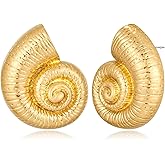 LILIE&WHITE Conch Sell Gold Earrings - Women's Love Knot & Angel Wings Stud Earrings
