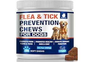 MAXHEMP Flea and Tick Prevention for Dogs Chewables, Natural Dog Flea and Tick Treatment, Oral Flea Pills for Dogs Puppy, Skin & Coat Support Supplement