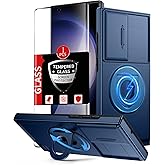 FRLMOOES for Samsung Galaxy S22 Ultra Case Magnetic Compatible with MagSafe Wireless Charging,with Screen Protector,Built-in Stand Ring+Camera Cover Anti-Scratch Shockproof Heavy Duty Protection Blue