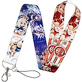 Pinstant Genshin Impact Keqing Klee Paimon Anime Manga 17.7" Neck Lanyard Keychain Holder ID Badge Mobile Phone Pin Strap