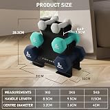 PhysKcal Dumbbells Set of 6 with Steel Rack 1kg 3kg 5kg Blue Neoprene view 5