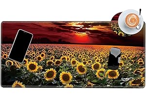 BBSujane Mouse Pad Large Desk Mats on Top of Desks Pad 24x12 inch Gaming Mousepad Sunflower Long Extended Desk Protector Mat Big Laptop Mat for Wireless Mouse Non Slip Work Computer