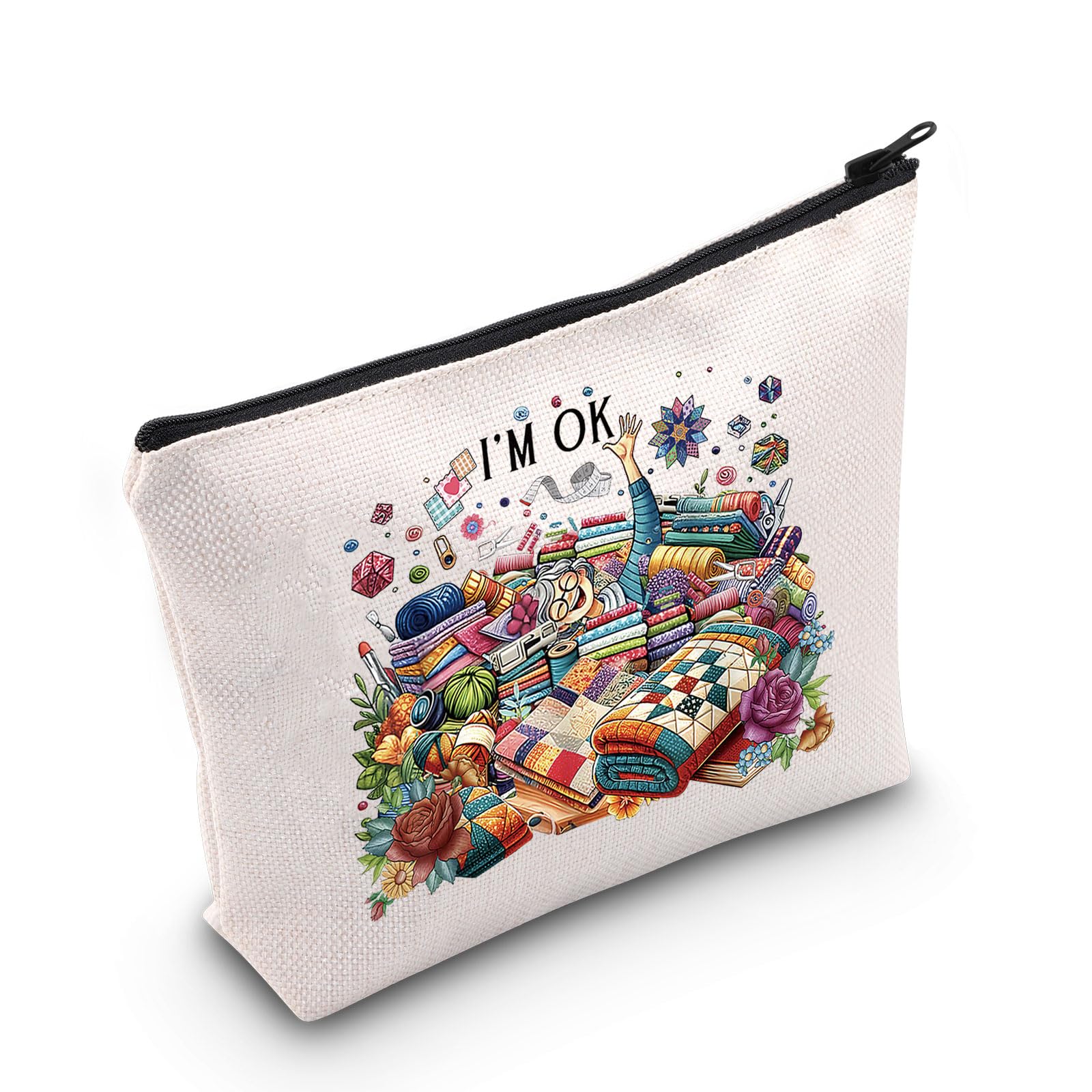 Sewing Makeup Bag Quilting Themed Tailors' Gift for Sewing Lovers and Quilters