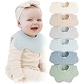 Konssy Muslin Baby Bibs 100% Cotton Absorbent Bandana Drool Bibs for Teething and Drooling, 6-Pack for Baby Boys & Girls