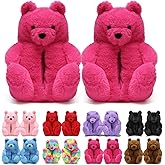 DOVORSY Women's Funny Teddy Bear Slippers,Cute Valentines Slippers for Women,Fuzzy Indoor House Slipper,Fluffy Cartoon Bedroom Slipper,Birthday Valentine's Gifts for Women,Men,Ladies,Girls