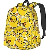 Jbofyee Cute Rubber Ducky Laptop Backpack For Men Women, Yellow Cartoon Ducks Lightweight Daypack Bookbag For Daily Commutes Business Travel Hiking