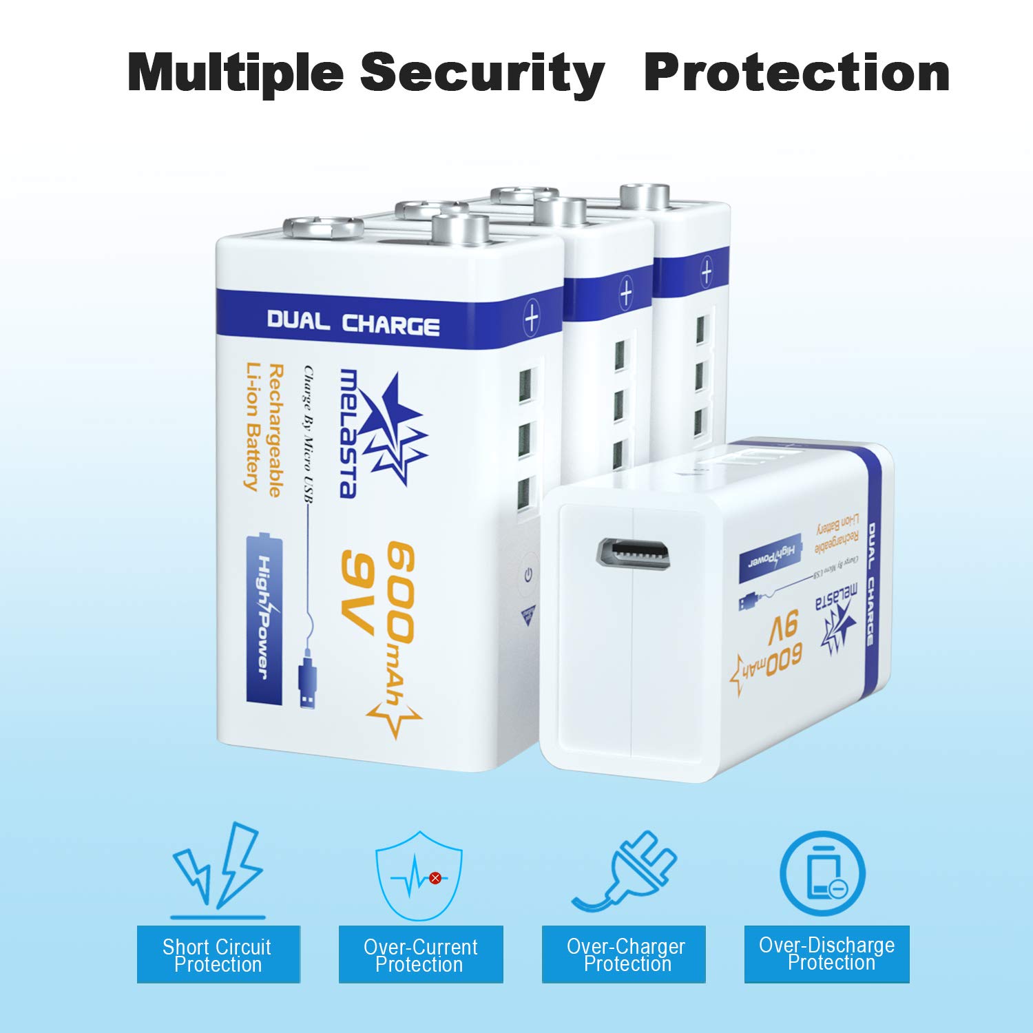 Amazon.com: Melasta - Pilas de litio recargables de 9 V ...