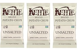 KETTLE BRAND Kettle Chips Unsalted 5 Ounce (Pack of 3)