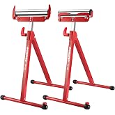 WORKPRO Folding Roller Stand Height Adjustable, Heavy Duty 250 LB Load Capacity, Outfeed Woodworking (Upgraded head), 2PCS