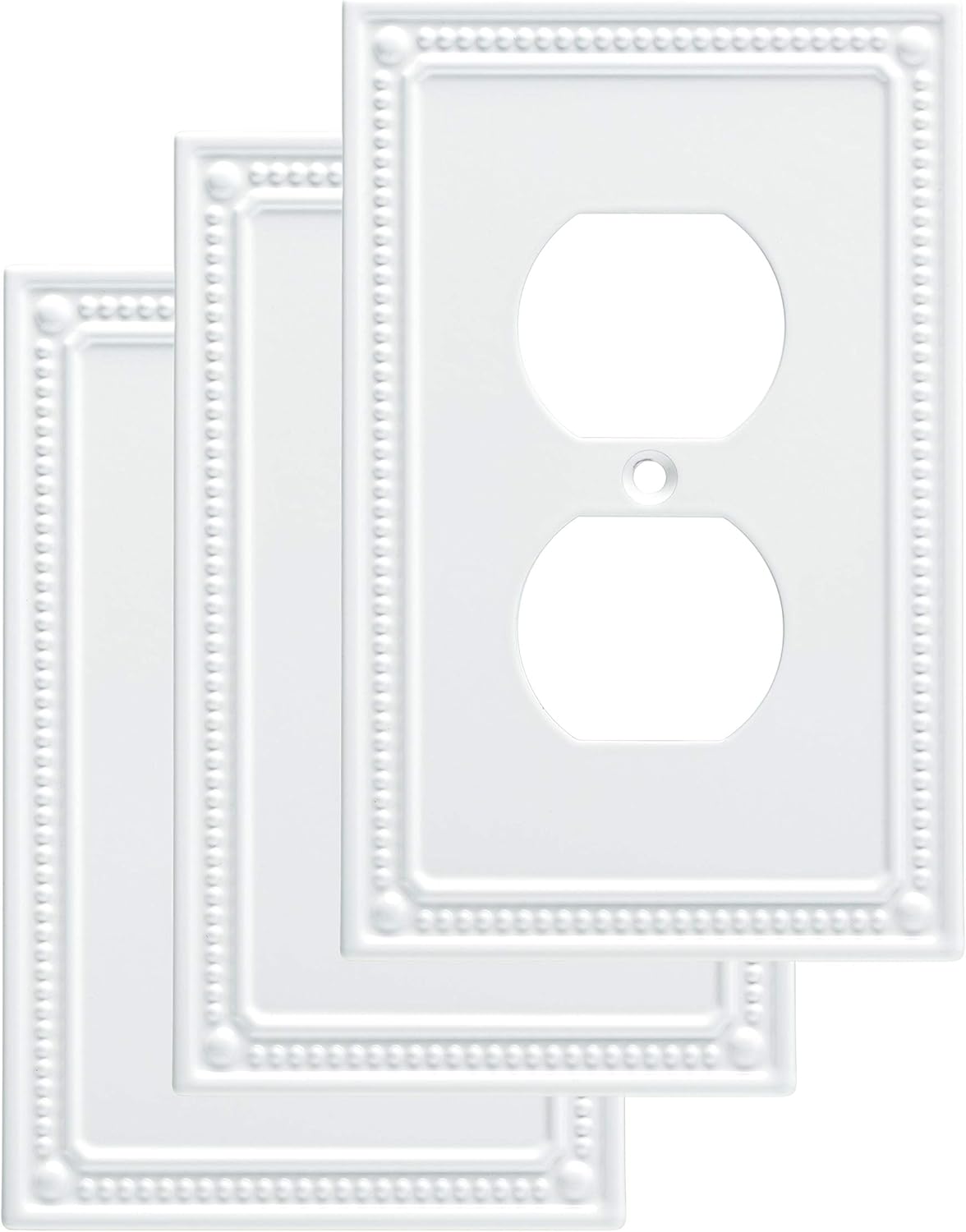 Classic Beaded Single Duplex Wall Plate, 3 Pack
