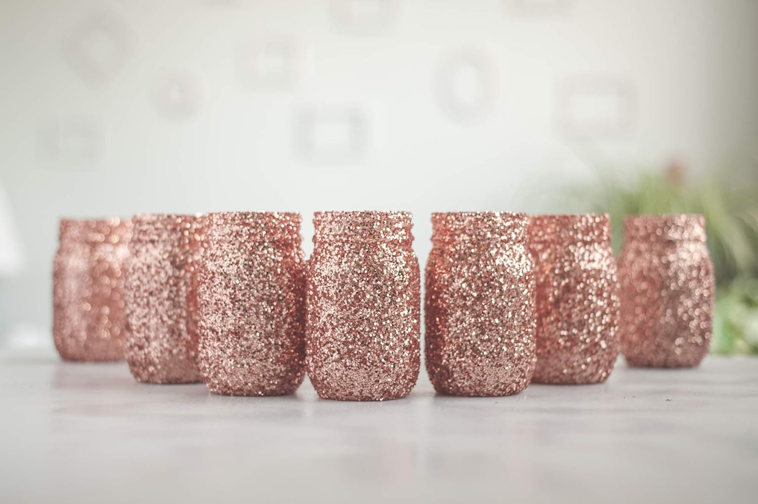 Amazon Com 12 Rose Gold Wedding Centerpieces Vases Bulk Glitter
