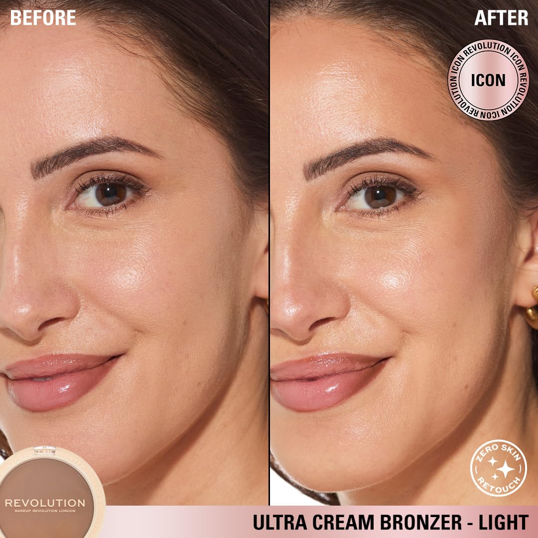 Revolution Beauty London Ultra Cream Face Bronzer, Buildable & Blendable Cream Contour, Vegan & Cruelty-Free, Light, 0.24 oz
