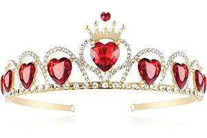FRTTVM Descendants 4 Red Crown with Heart Descendants 4 Rise of Red Costume Headdress Queen of Hearts Gold Crown for Girls Teens Halloween Parties