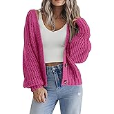 Zeagoo Women's 2026 Fall Chunky Knit Cardigans Open Front Long Sleeve V Neck Button Loose Cardigan Sweaters