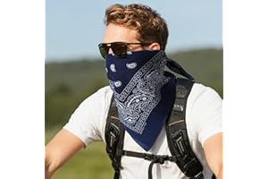 Bandana Multi-Purpose 100% Cotton Headbands for Women, 22 inch Paisley Cowboy Bandanas for Men Blue