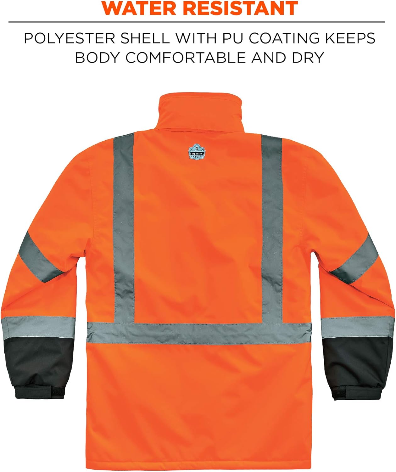Ergodyne - 25575 High Visibility Reflective Winter Safety Jacket, Insulated Parka, ANSI Compliant, GloWear 8384, Orange, Extra Large - - 