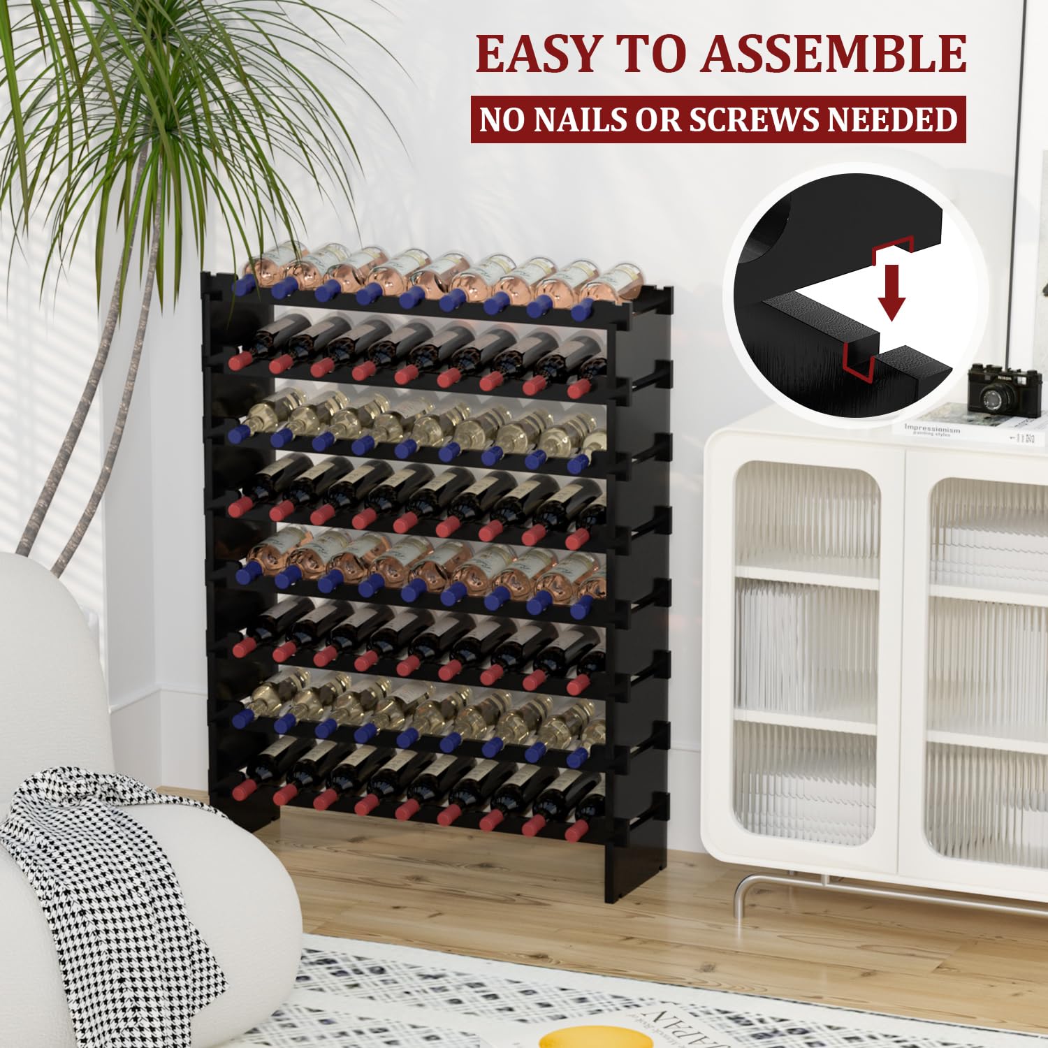 Domax Wine Rack Freestanding Floor - 8 Tiers Wine Bottle Holder 72 ...