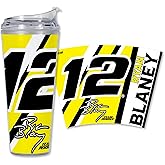 Rico Industries NASCAR Racing Ryan Blaney 24oz Acrylic Tumbler with Hinged Lid, Officially Licensed Double Wall Tumbler with Straw