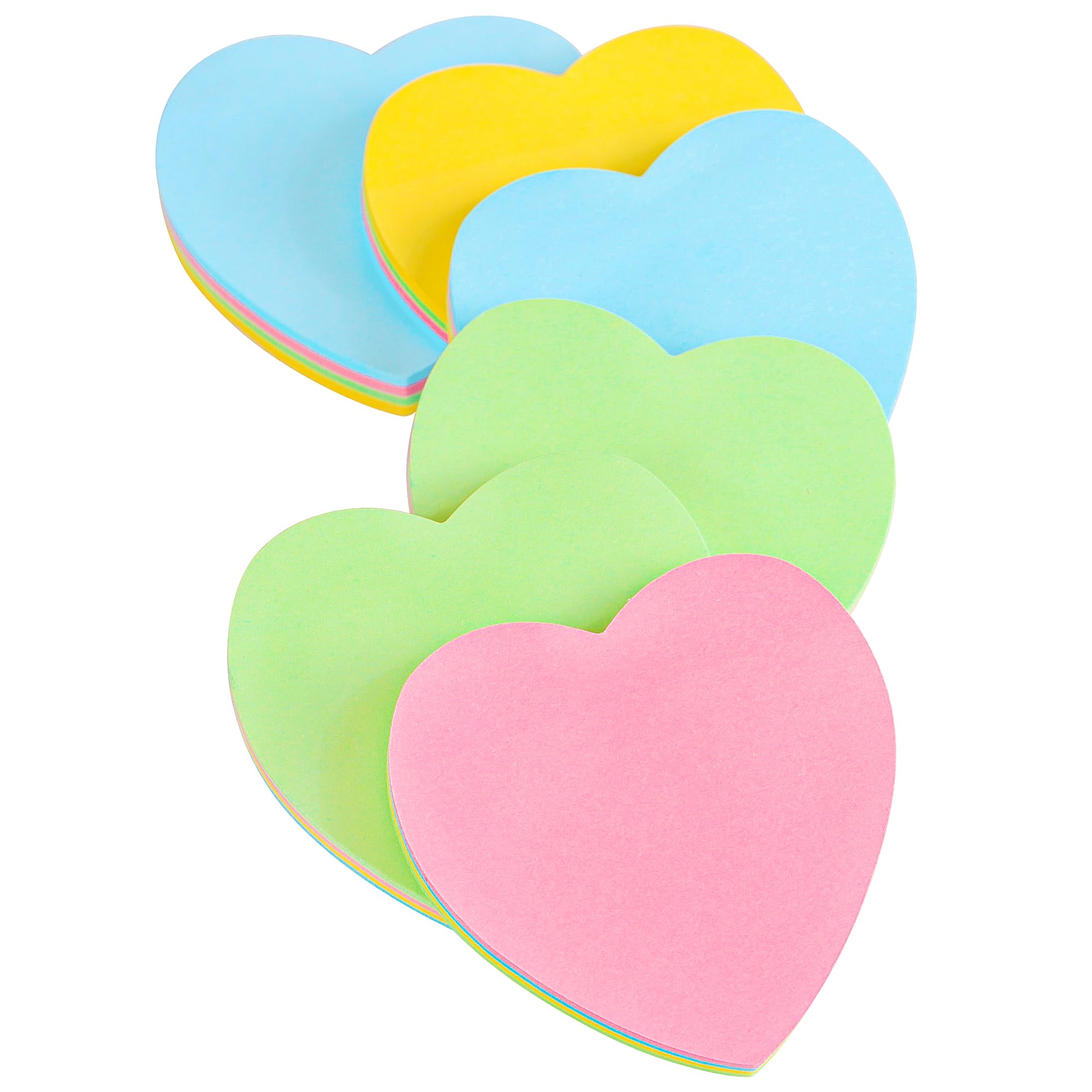 600 Sheets Sticky Notes - 6 Pack 70×70mm Heart Shaped - 4 Mixed Colors Removable Self Stick Notes Pads Memo Cute Post for Office/Home/Kitchen/Baking/School Bulk Sale