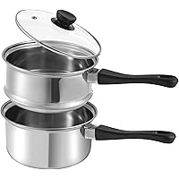 La Patisserie 1.5 Quart Double Boiler w/ 4 Chocolate Molds - 3 Piece Stainless Steel Double Boiler Pot for Melting…