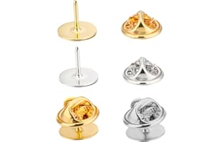 Canomo 50 Pairs Butterfly Clutch Tie Tacks Pin Backs with 10mm Blank Pins(Silver and Gold)