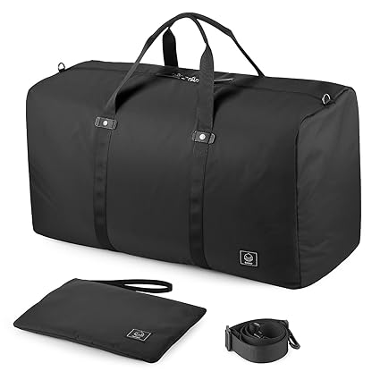 GAGAKU 80L Faltbare Reisetasche Travel Duffle Bag Packbare Reisetaschen Ultraleicht Nylon Reise Cabin Tasche XXL- Schwarz