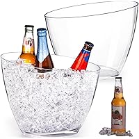 Lawei 2 Pack Acrylic Ice Bucket, 5.2L Clear Plastic Champagne Wine Bucket Chiller, Oval Bar Ice Cooler Container, Food Grade 