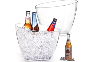 Lawei 2 Pack Acrylic Ice Bucket, 5.2L Clear Plastic Champagne Wine Bucket Chiller, Oval Bar Ice Cooler Container, Food Grade 