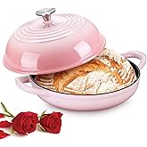P&P CHEF Bread Dutch Oven for Sourdough, 5.5 Quart Enameled Cast Iron Dutch Oven Pot with Lid for Homemade Bread Baking, Easy to Clean & Even Heat, Pink