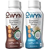 OWYN Only What You Need Complete Nutrition Chocolate and Vanilla Flavored Protein Shake, 26g Protein, 0g Sugar, 3g Fiber, Dairy Free, Plant Based Protein Drink, 12 Count
