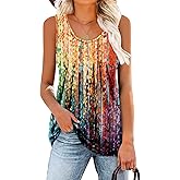 onlypuff Womens Tank Tops Sleeveless Pleated Crew Neck Shirts Dressy Casual Work Cami Blouse